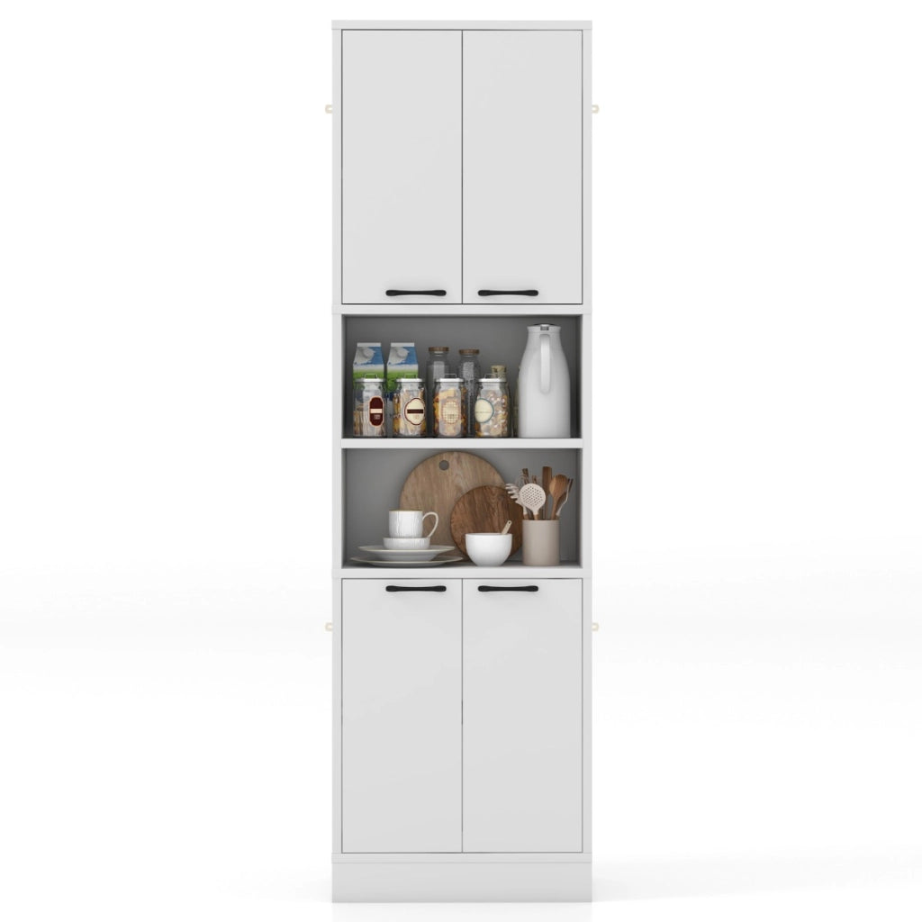 Armadio dispensa da cucina con porte e ripiani cerniere di sicurezza e dispositivi anti-caduta-BuffetArmadio alto 190cm Bianco