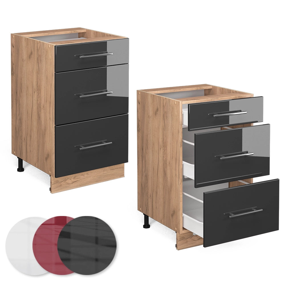 Vicco Mobiletto base per cucina Antracite lucido 50 cm senza piano di lavoro