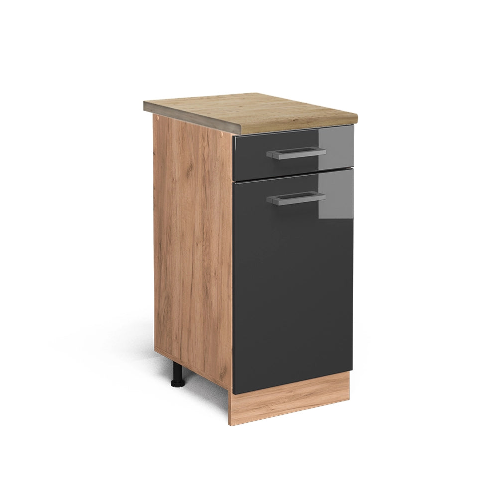 Vicco Mobiletto base per cucina Antracite lucido 40 cm , PL Rovere