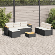 Set Divani da Giardino 5 pz con Cuscini Nero Polyrattan Acacia 3213537
