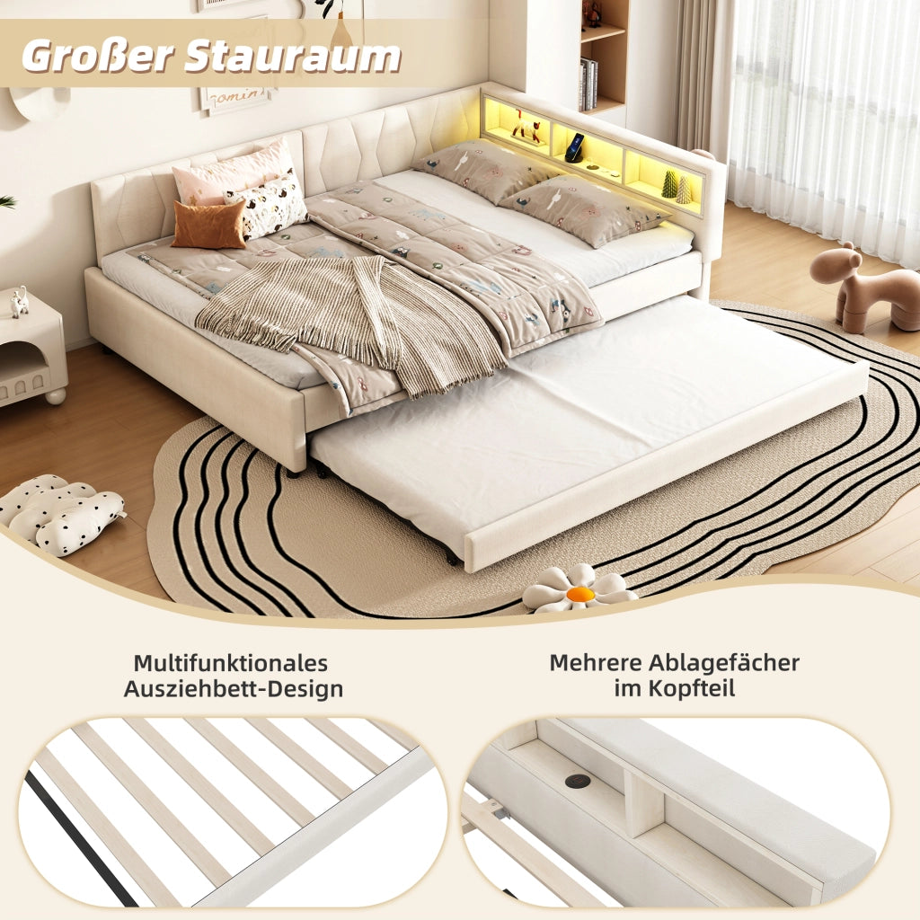 Letto giorno funzionale in lino 140x200 cm