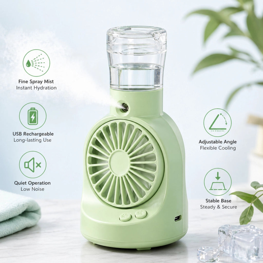 VENTILATORE PORTATILE CON SPRAY RICARICABILE USB MINI FAN UMIDIFICATORE AS-07116