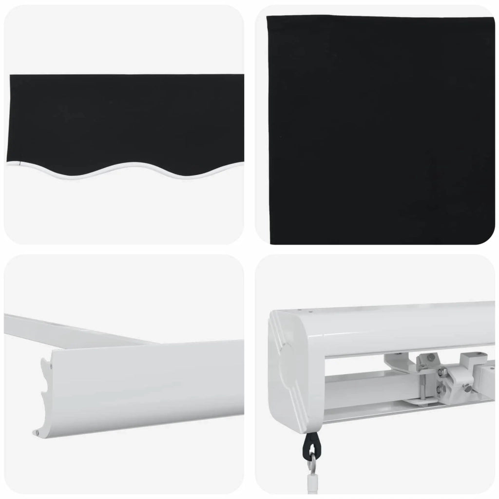 Tenda Retrattile Nero 350 x 250 cm Tessuto e Metallo 3330333