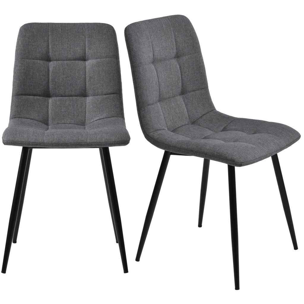 SEDIA da pranzo imbottita 44x41x86 cm grigio in lino Set da 4 pezzi