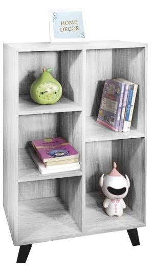 LIBRERIA IN LEGNO BIANCO MODERNA CON 5 RIPIANI SFALSATI DIMENSIONI 80X30X90 CM