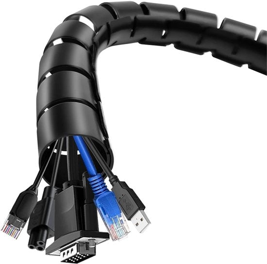 Organizzatore di cavi - Protezione cavi per animali domestici - Cassetta cavi - per USB, cavi, cavi alimentazione, cavi audio e video - Nero (16mm)
