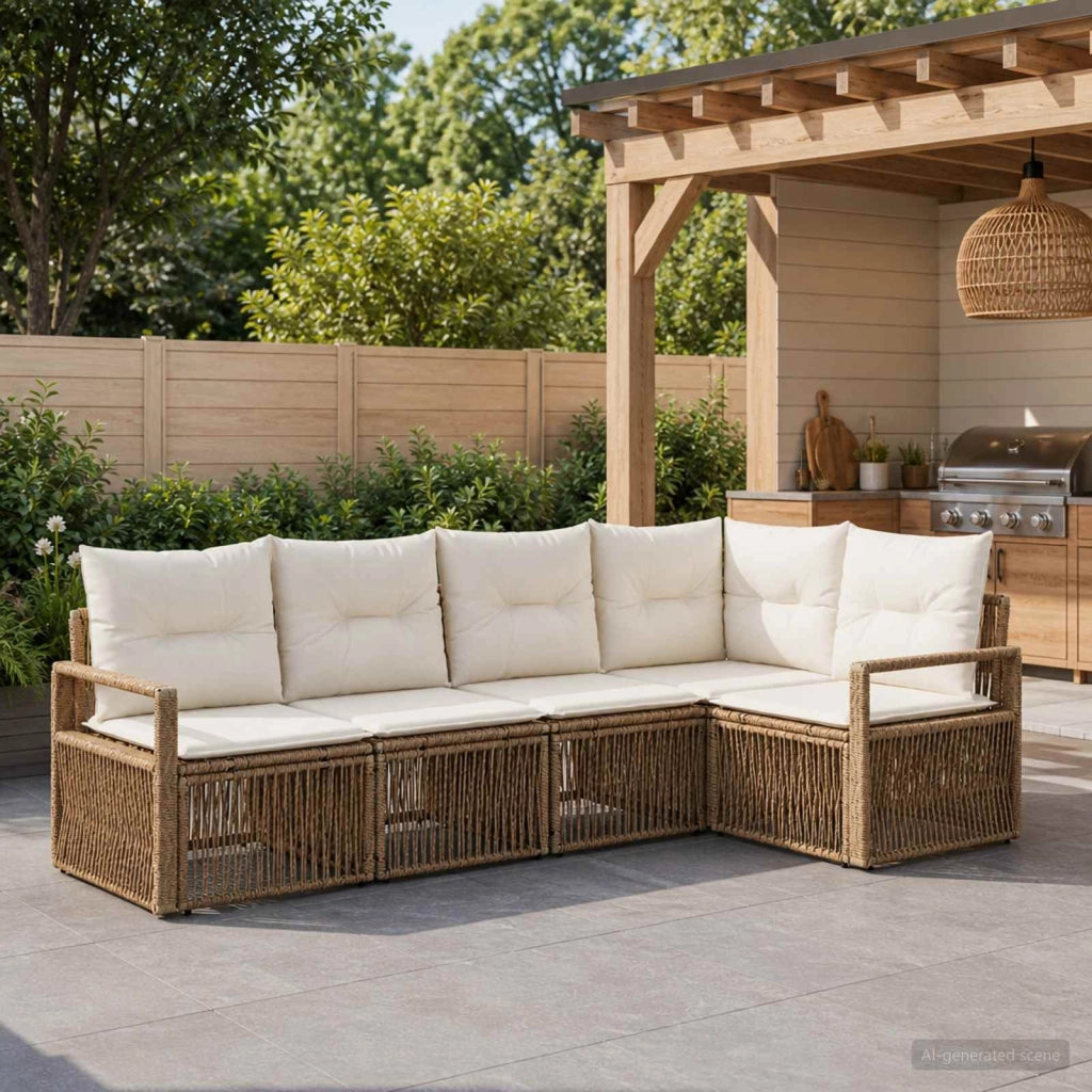 Set Divano da Giardino 5 pz Beige polyrattan 3435711