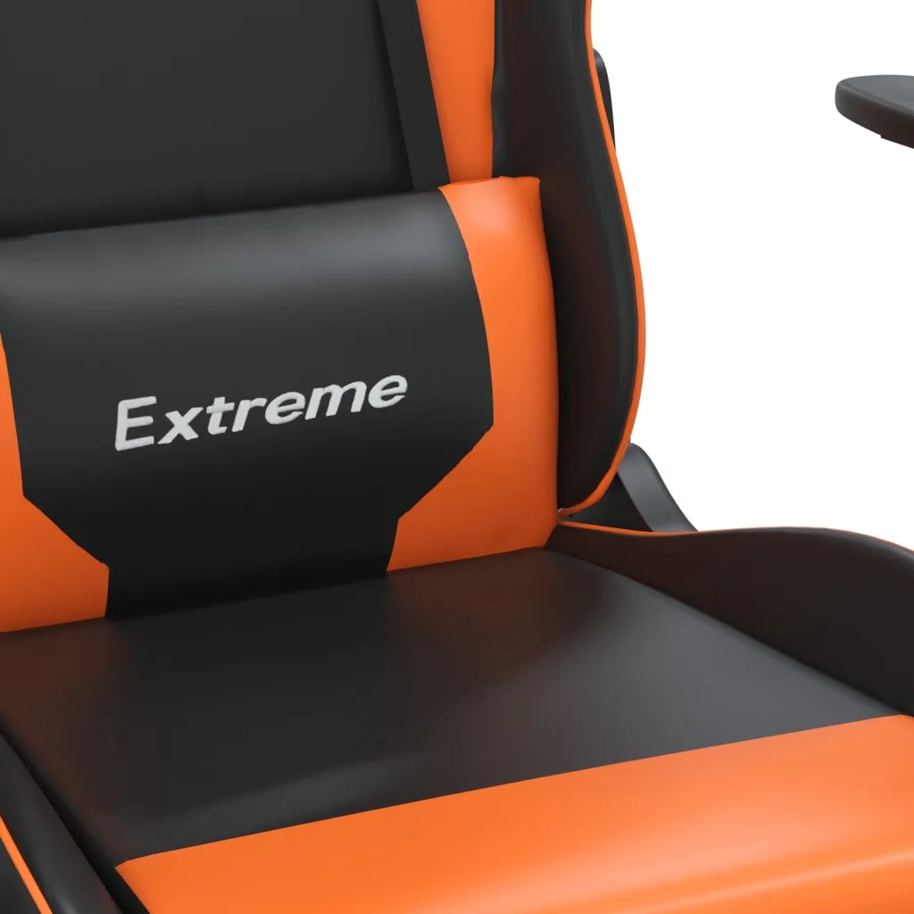 Sedia Gaming | Sedia da e-sports Massaggio Poggiapiedi Nero e Arancione Similpelle