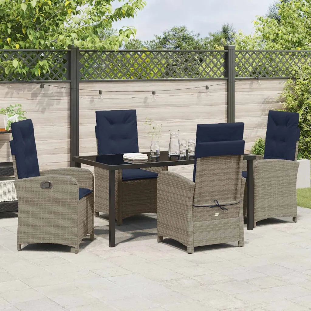 Set da Pranzo per Giardino con cuscino 5 pcs Grigio polyrattan 3380354