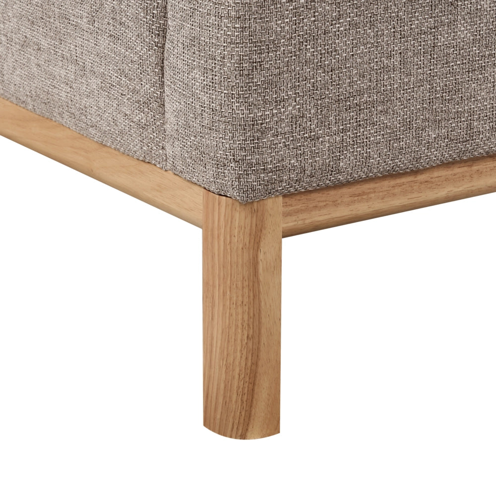 Divano angolare a destra Tessuto poliestere marrone chiaro Gambe di legno Soggiorno elegante