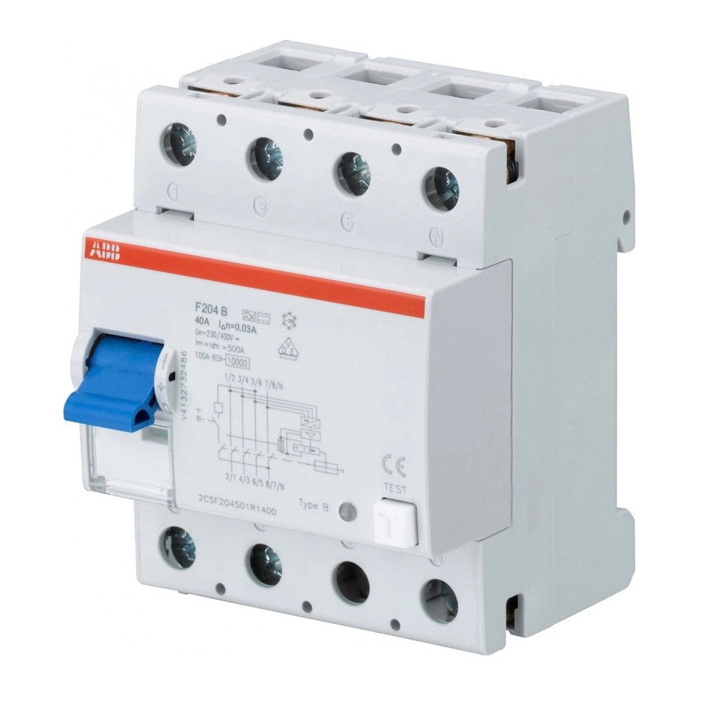 Interruttore differenziale puro F204 AC-40/0,03 4P 40A 30mA Abb