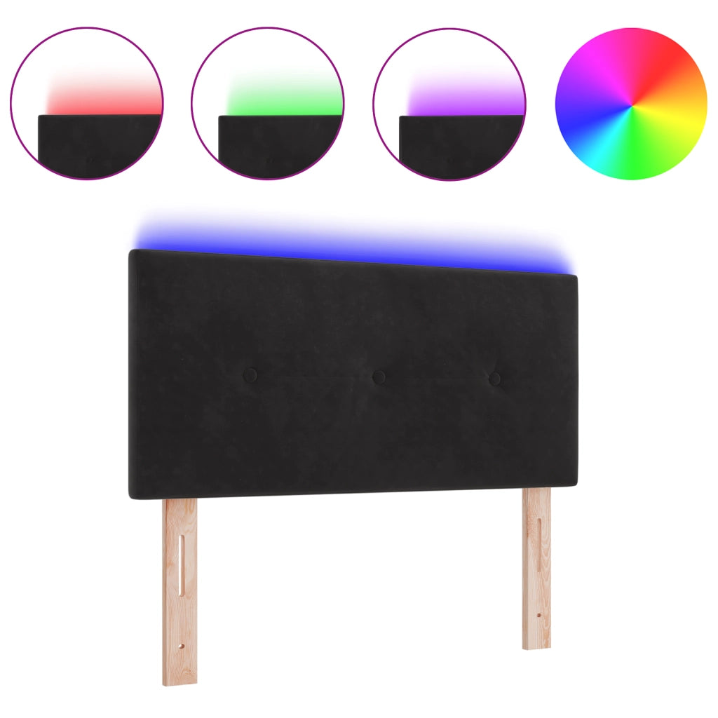Testiera LED  in velluto nera 80 cm con bottoni