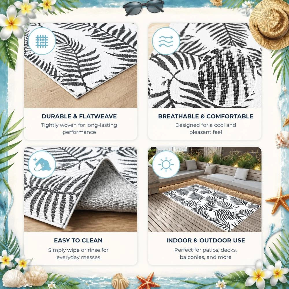 ARAKIL Outdoor Rug, White And Black, 190x290 Cm, PP