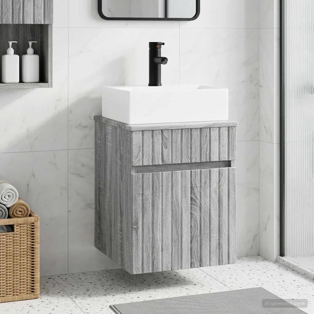 Mobile Lavabo da Parete Sonoma grigio 39 x 41 x 62,5 cm 890578