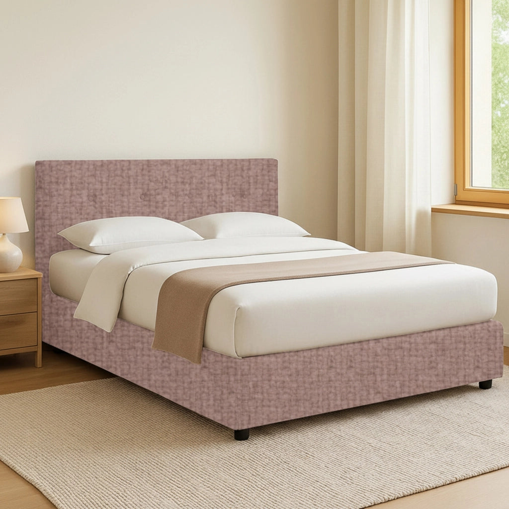 Luton, Letto Piazza e Mezza Sfoderabile Made in Italy, Rosa Antico