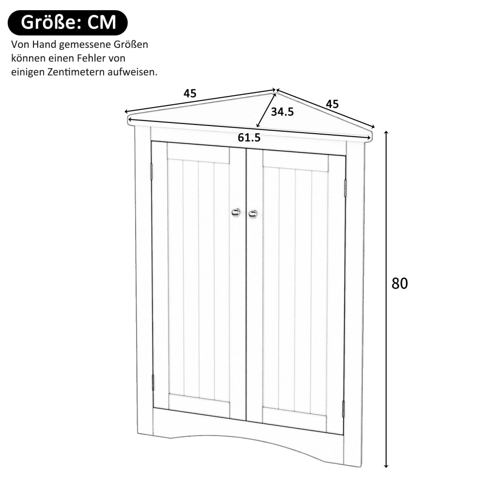 Armadietto angolare da bagno con 2 ante e 3 vani, in MDF laccato, verde, per bagno cucina soggiorno, 61,5 × 80 cm