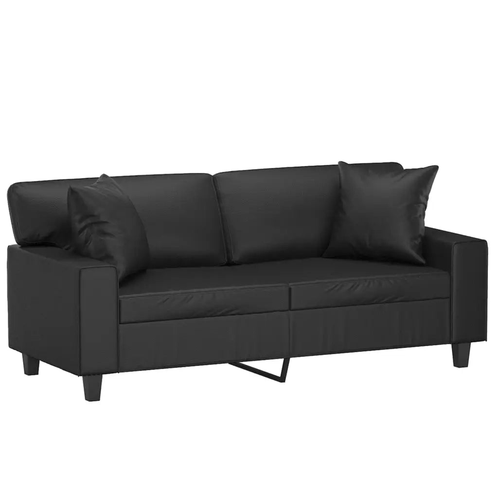Divano a 2 Posti con Cuscini Nero 140 cm in Similpelle 3200866