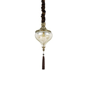 Sospensione Vintage-Decò Harem Metallo Ottone Brunito 1 Luce E27