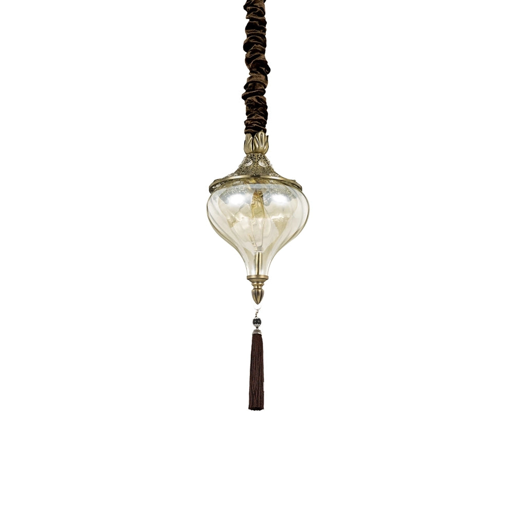Sospensione Vintage-Decò Harem Metallo Ottone Brunito 1 Luce E27
