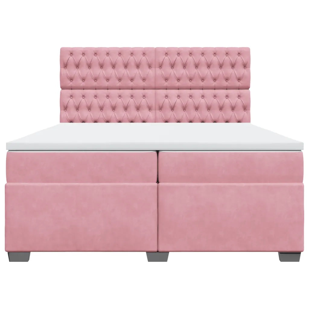 Giroletto a Molle con Materasso Rosa 200x200 cm in Velluto