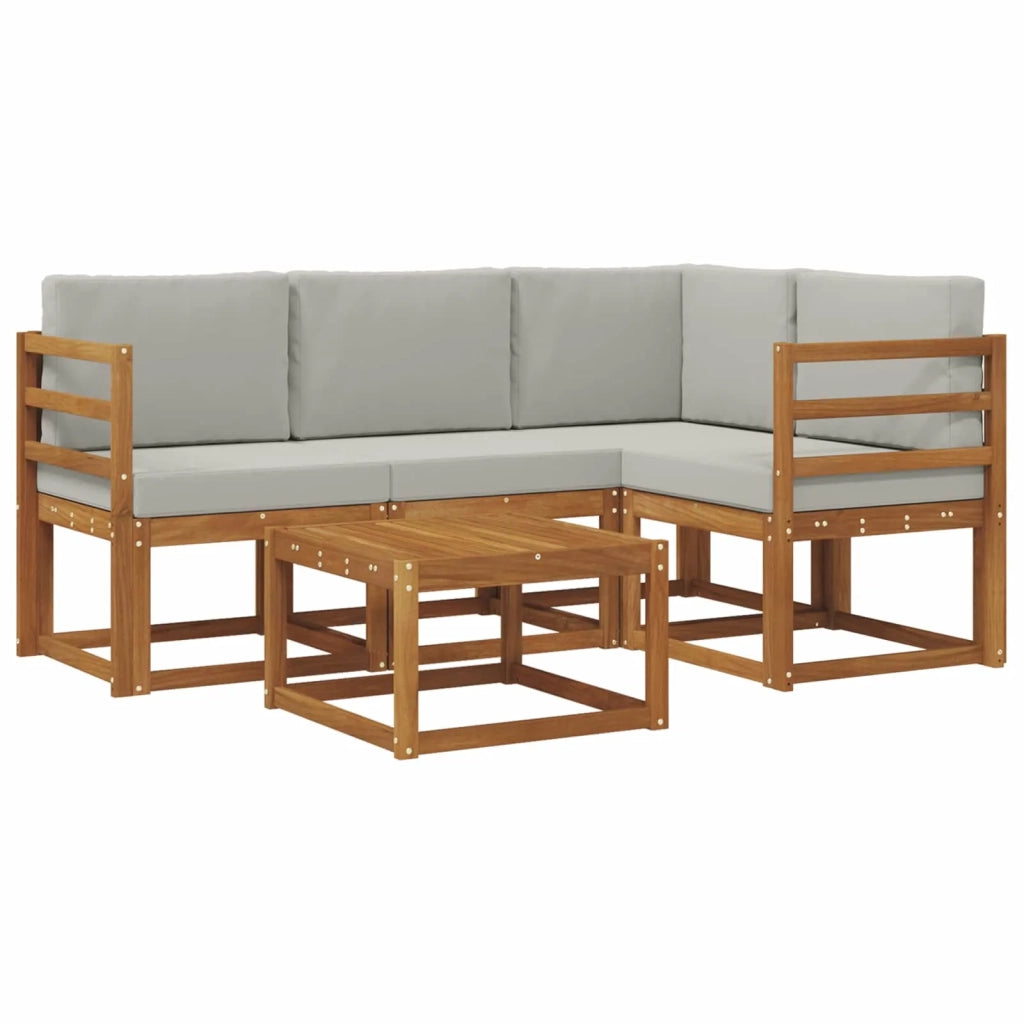Set di divani da esterno 5 pcs Grigio Naturale e Chiaro