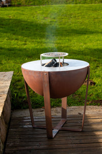 Barbecue a Legna Ø80x80 cm Iris in Acciaio Effetto Ruggine