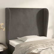 Testiera ad Orecchio-Testata con Orecchie Grigio Scuro 93x23x118/128 cm in Velluto 833648