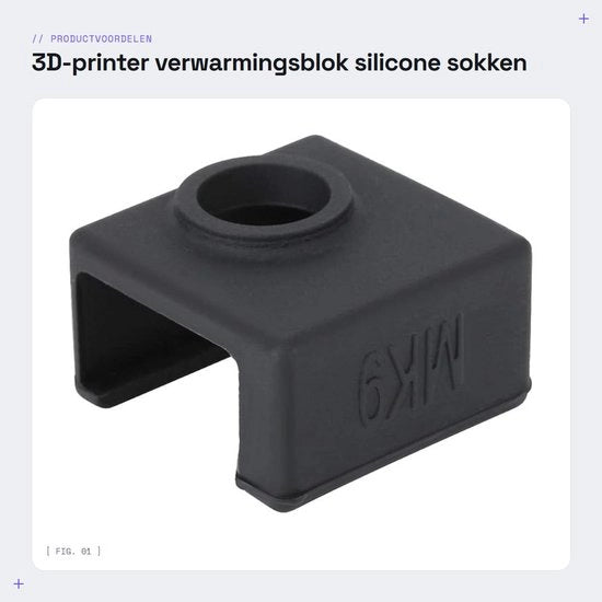 Blocco di riscaldamento resistente al calore - Caso in silicone antiscivolo - Parte per stampante 3D - Copertura protettiva - Conservazione della temperatura - Fino a 280 °C - Cappuccio in silicone
