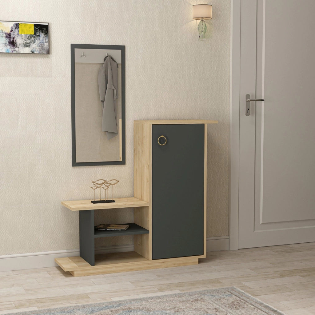 Nibbiola, Mobile da Ingresso Specchio Incluso, 80x30x90h cm Marrone Rovere