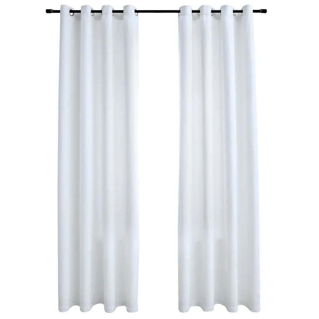 Tende Oscuranti | Tende Blackout con Anelli in Metallo 2 pz Avorio 140x225 cm