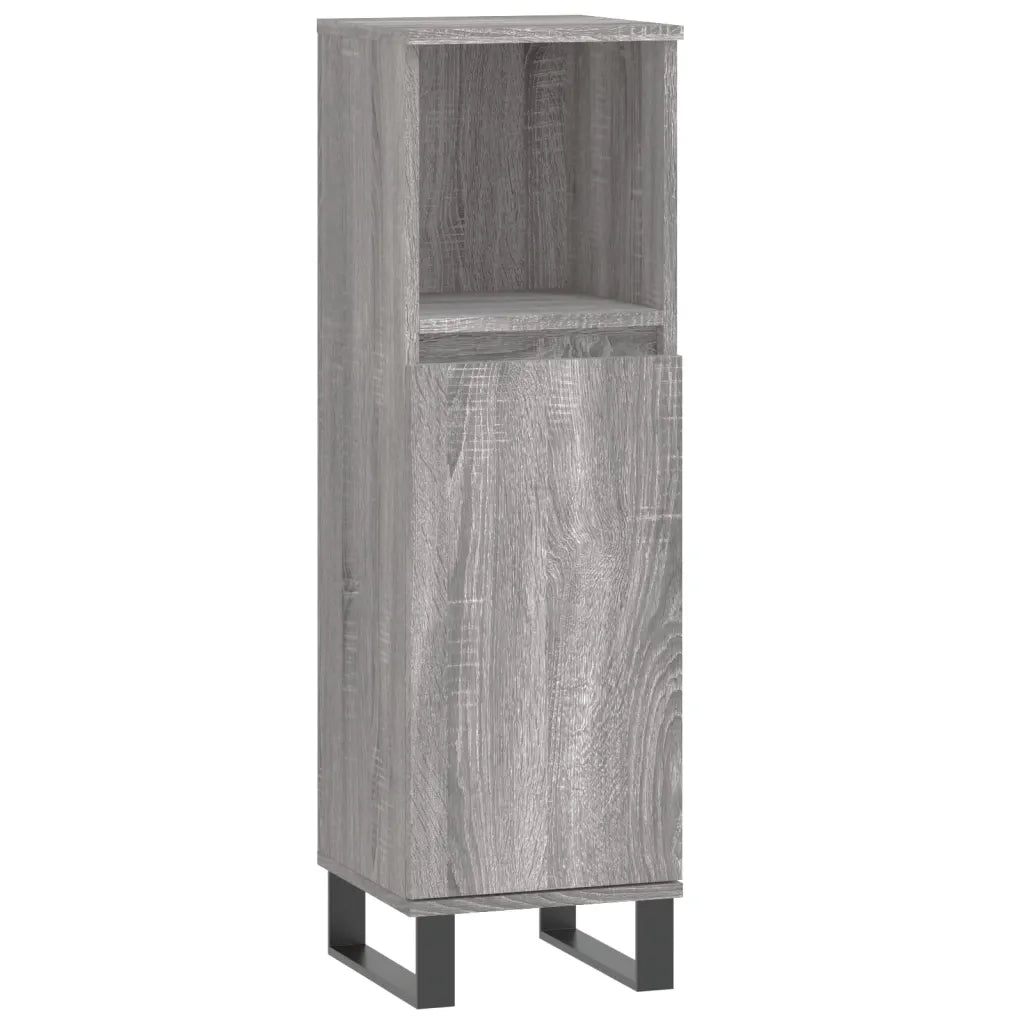 Set Mobili da Bagno | Armadio da bagno 3 pz Grigio Sonoma in Legno Multistrato