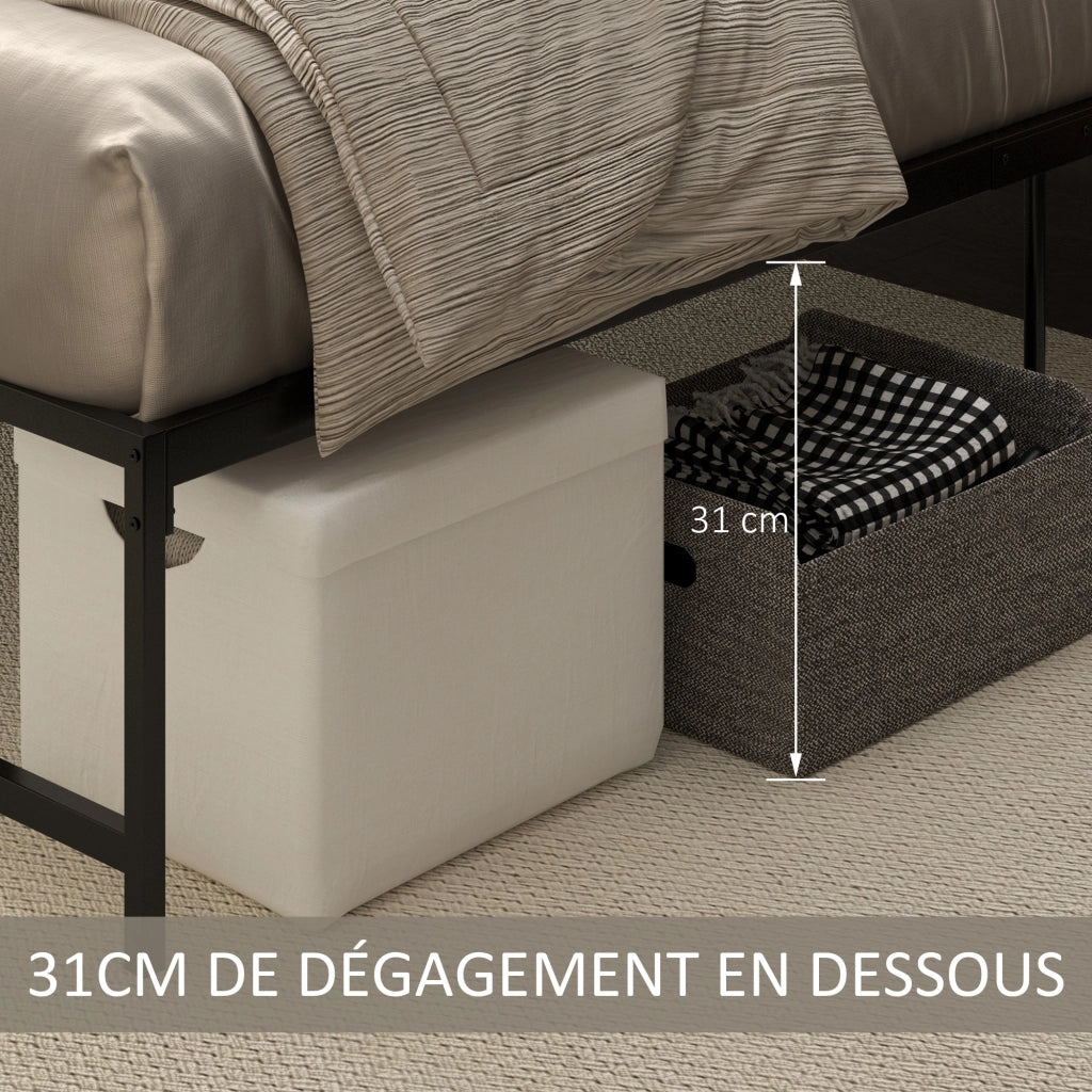 Letto matrimoniale contenitore con rete a doghe ¨C Xylo ¨C acciaio nero 140x190 cm