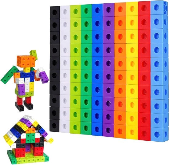 Blocco di matematica per bambini - 100 pezzi - Blocchi di matematica base - Aiuto al calcolo - Stecchi per bambini - Cubo di calcolo per bambini - Regalo per la scuola primaria - Per bambini di 3 a 8 anni.