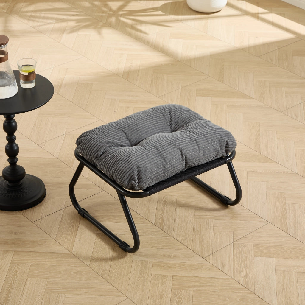 POLTRONA lounge da esterno con ottoman 65x78x86 cm acciaio grigio