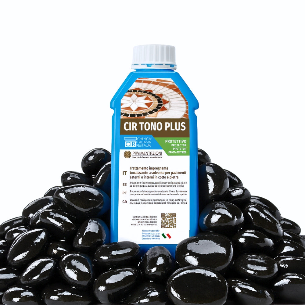 Ciottoli nero ebano effetto bagnato brillante con cir tono plus protettivo *** misura 40/60, formato 25 kg + 1 l, con...