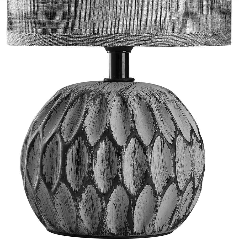 Lampada da Tavolo Lume Comodino Ceramica Tessuto Grigio Design Moderno Abatjour