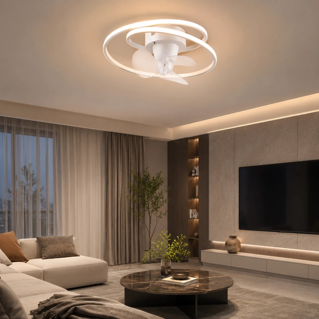 Plafoniera Con Ventilatore Led Umea Spirale Trio Lighting Dimmerabile Telecomando