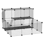 Recinto per Conigli Modulabile con Accessori Montaggio, in Acciaio, 105x105x70cm - Nero