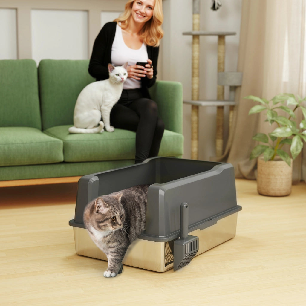 Casetta igienica per gatti in acciaio ¨C zephmum ¨C grigio 71x50,8x35,5 cm
