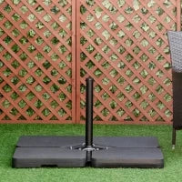 Base per Ombrellone da 4 Pezzi Riempibili con Acqua o Sabbia e Ganci di Connessione, Nero
