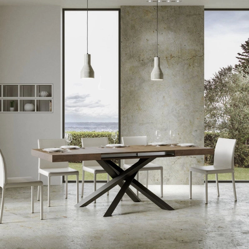 Tavolo allungabile 90x140/244 cm Volantis telaio Antracite - Noce