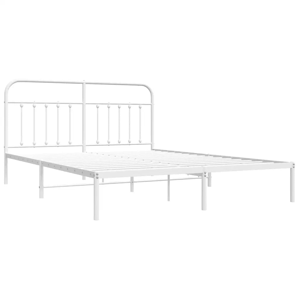 Giroletto con Testiera-Struttura Letto con testiera Metallo Bianco 160x200 cm 901407