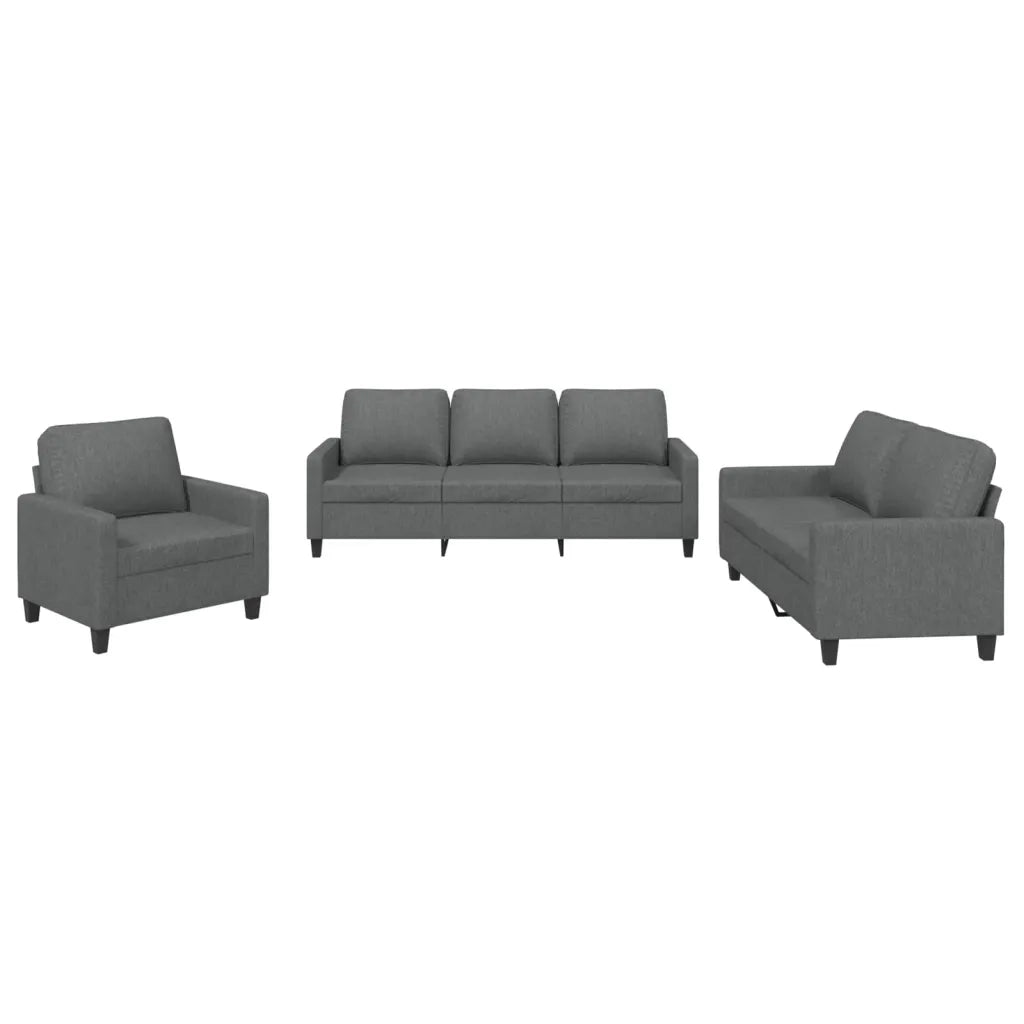 Set di Divani 3 pz con Cuscini Grigio Scuro in Tessuto 3201429