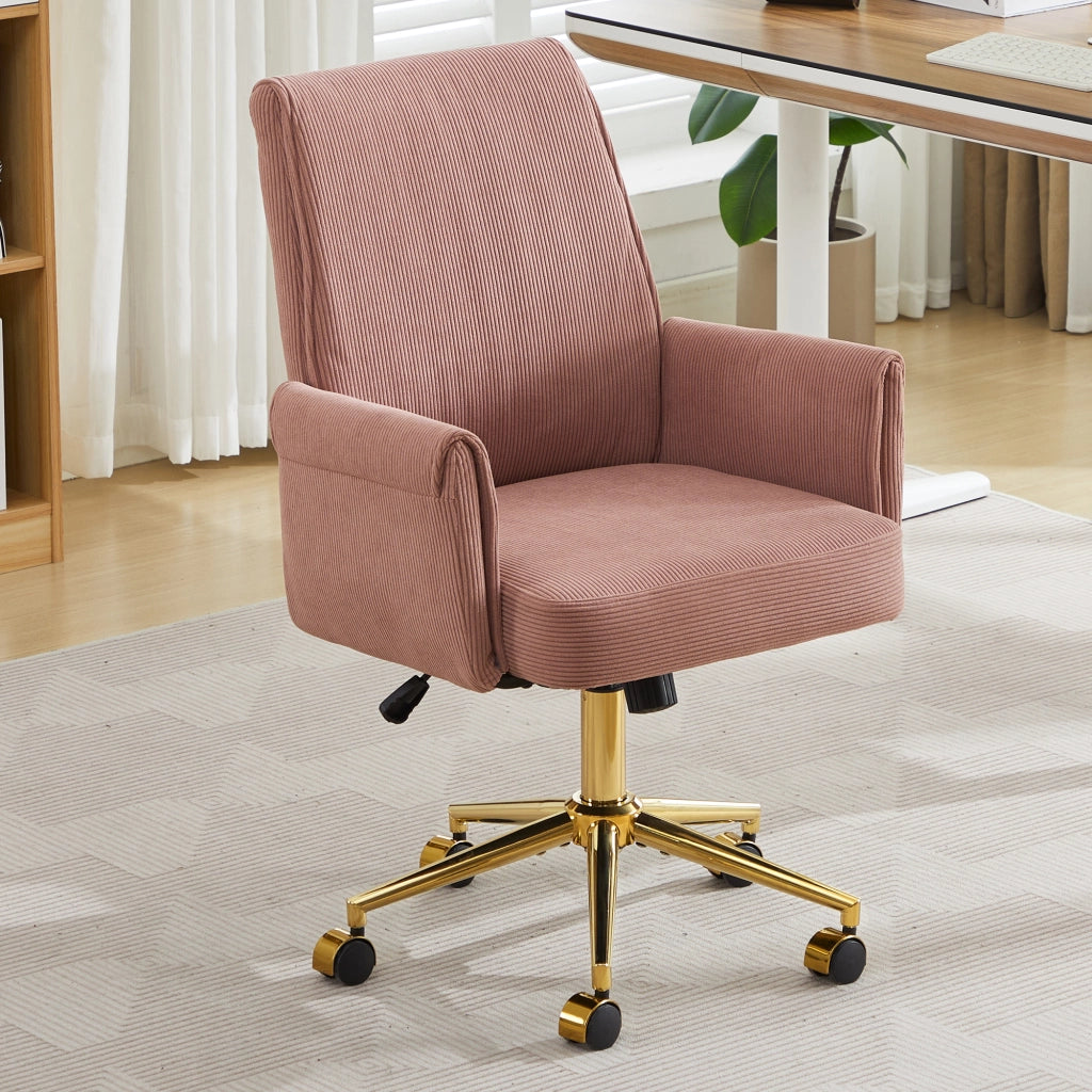 SEDIA DA UFFICIO GIREVOLE 61,5x29,5x49,5 cm Velluto a coste Rosa