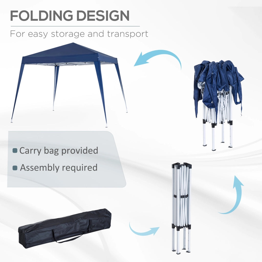 Gazebo Pieghevole da Giardino  con Struttura  Antivento 2,4x2,4m in Acciaio e Corde Blu