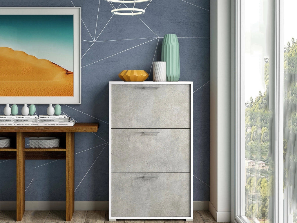 Mobile Portascarpe Amelisa, Scarpiera 9 Paia Made in Italy, 67x18x112h cm Bianco