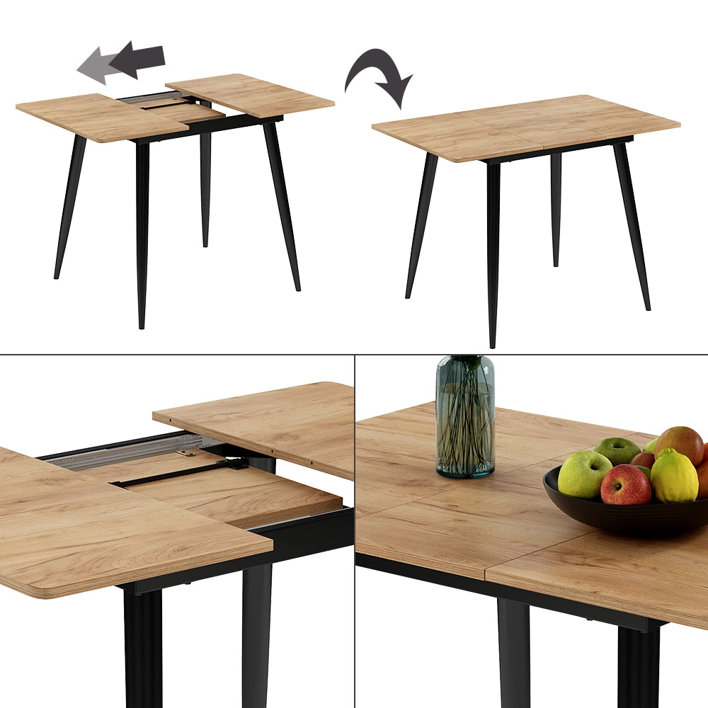 Vicco Tavolo da pranzo Rovere nero/oro 80 x 70 cm Estensibile