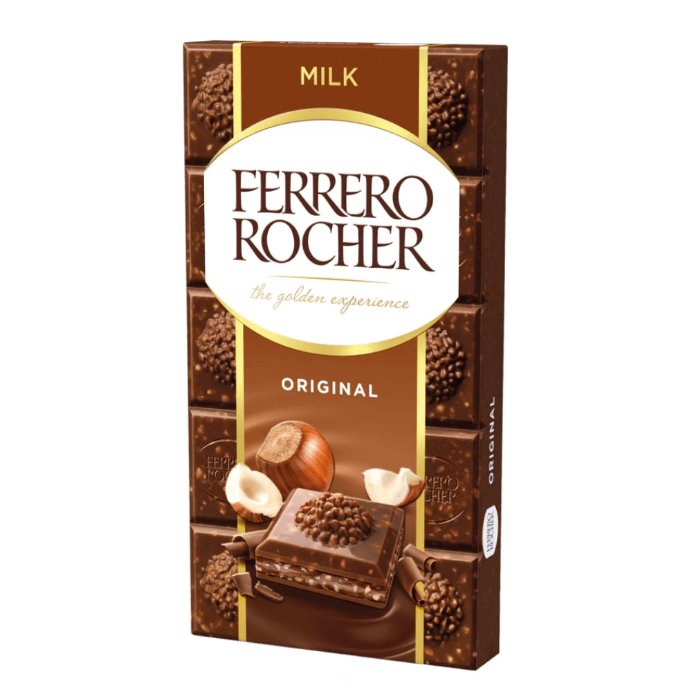 Ferrero rocher original tavoletta di cioccolato al latte con nocciole da 90 grammi