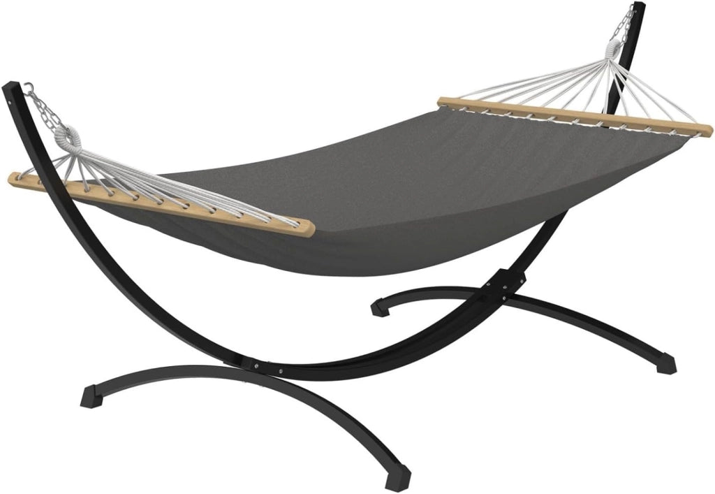 Amaca XL con supporto in metallo nero e telo grigio antracite