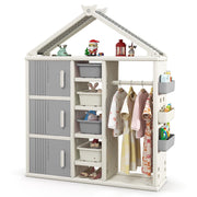 Armadio portaoggetti per bambini con appendiabiti da letto dei bambini, Organizzatore di vestiti con 3 armadietti Grigio-Scaffalature